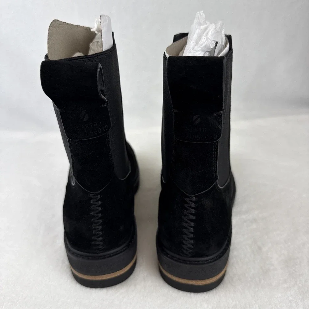 Franco Sarto Bellina Black Suede Ankle Boots Woman's Sz 8M